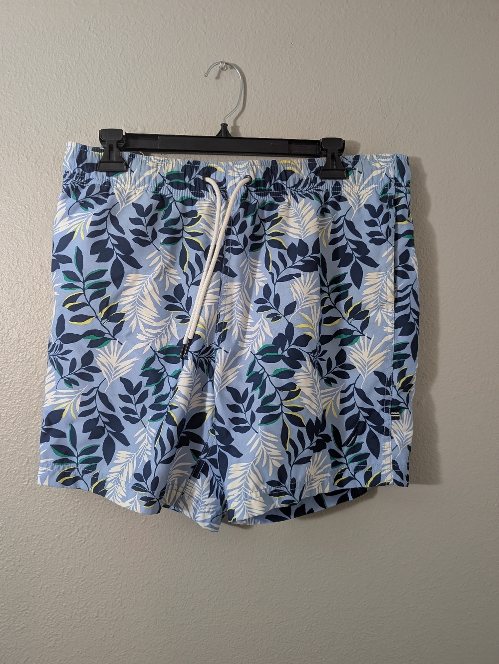 Nautica Light Blue Tropical Leaf Swim Trunks